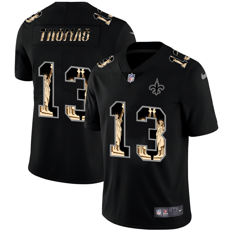 Men's New Orleans Saints #13 Michael Thomas 2019 Black Statue of Liberty Limited Stitched NFL Jersey